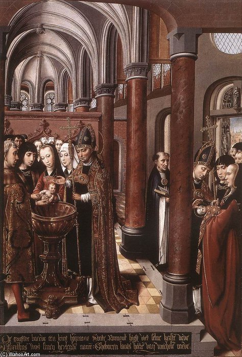 Order Art Reproductions Baptism Of St Libertus by Colijn De Coter (Colyn Van Brusele) (1450-1522, Belgium) | ArtsDot.com