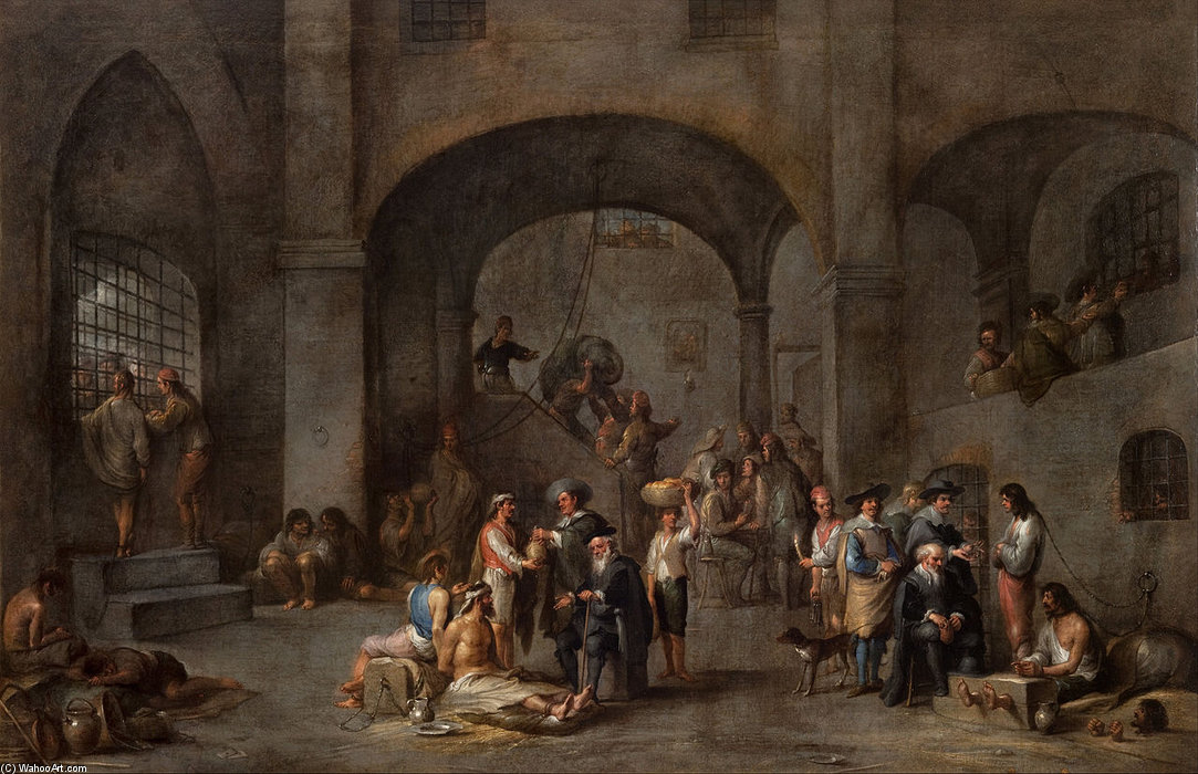 Buy Museum Art Reproductions To Visit The Imprisoned by Cornelis De Wael (1592-1662, Belgium) | ArtsDot.com