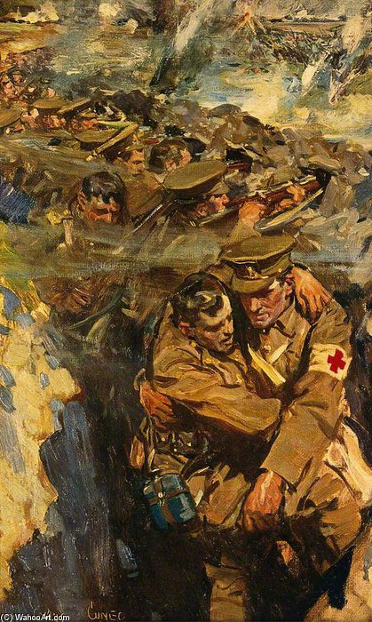 Buy Museum Art Reproductions First World War - The Red Cross In The Trenches by Cyrus Cuneo (1879-1916) | ArtsDot.com