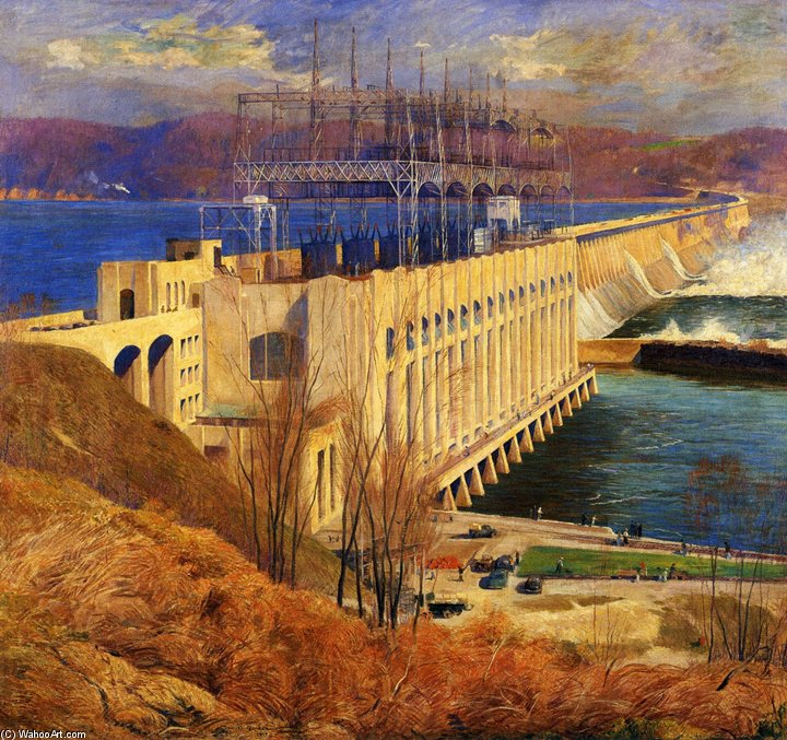 Order Paintings Reproductions Modern Bridge by Daniel Garber (Inspired By) (1880-1958, United States) | ArtsDot.com