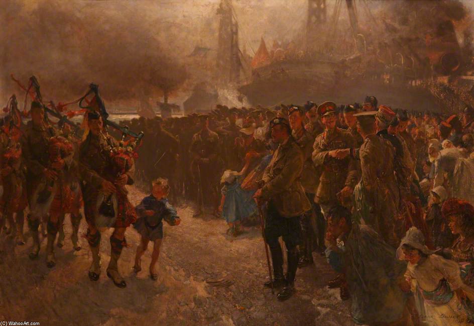 Buy Museum Art Reproductions The Landing Of The First Canadian Contingent At Saint-nazaire by Edgar Bundy (1862-1922, United Kingdom) | ArtsDot.com