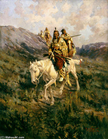 Order Art Reproductions Visit To Another Tribe by Edgar Samuel Paxson (1852-1919, United States) | ArtsDot.com