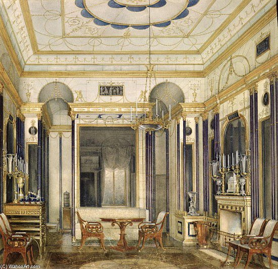 Order Oil Painting Replica The Drawing Room Of The Empress Maria Alexandrovna In The Great Palais In Tsarskoye Selo by Eduard Hau (1807-1888, Estonia) | ArtsDot.com