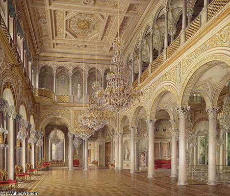 Order Oil Painting Replica The Pavilion Hall, The Small Hermitage by Eduard Hau (1807-1888, Estonia) | ArtsDot.com