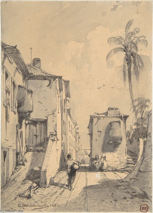 Order Paintings Reproductions Oriental Street Scene by Eduard Hildebrandt (1818-1868, Poland) | ArtsDot.com