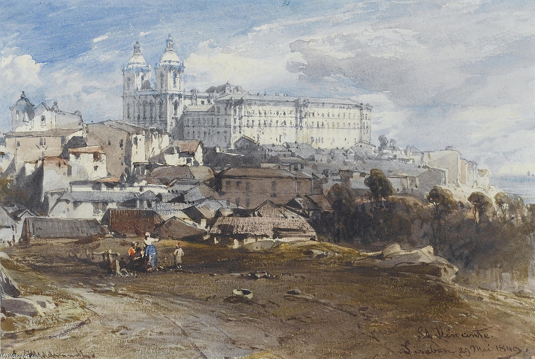 Buy Museum Art Reproductions San Vicente, Lisbon By Eduard Hildebrandt by Eduard Hildebrandt (1818-1868, Poland) | ArtsDot.com