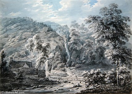 Buy Museum Art Reproductions A Waterfall At Corwen, North Wales by Edward Dayes (1763-1804, United Kingdom) | ArtsDot.com
