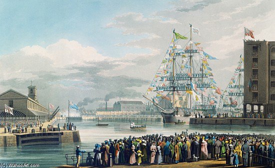 Buy Museum Art Reproductions The Opening Of St. Katharine Docks by Edward Duncan (1803-1882, United Kingdom) | ArtsDot.com