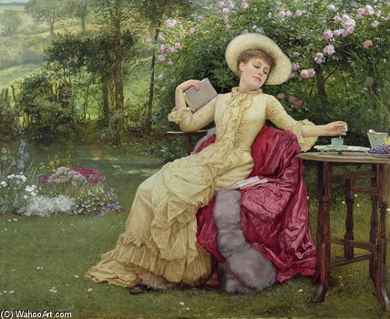 Buy Museum Art Reproductions Drinking Coffee And Reading by Edward Killingworth Johnson (1825-1896, United Kingdom) | ArtsDot.com