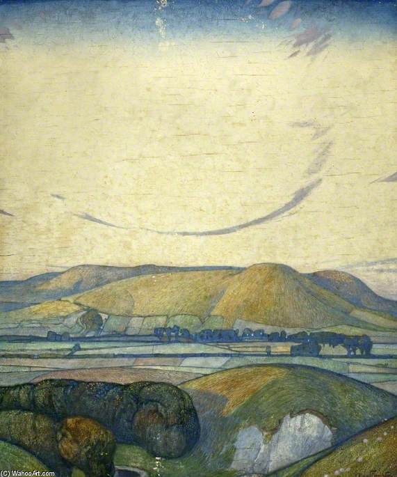 Buy Museum Art Reproductions Sussex, Mount Caburn From Itford Hill by Edward Reginald Frampton (1870-1923, United Kingdom) | ArtsDot.com