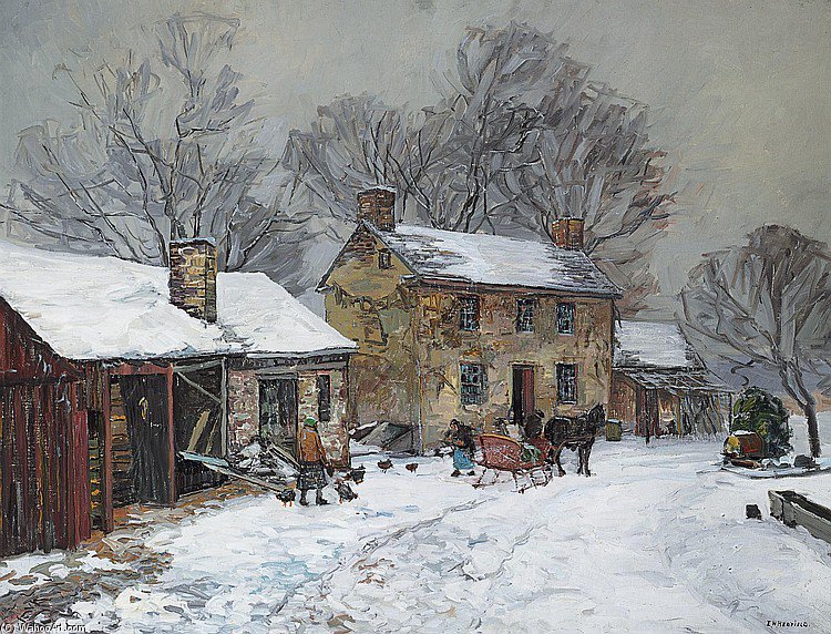 Order Art Reproductions Horse And Sleigh Days by Edward Willis Redfield (Inspired By) (1869-1965, United States) | ArtsDot.com
