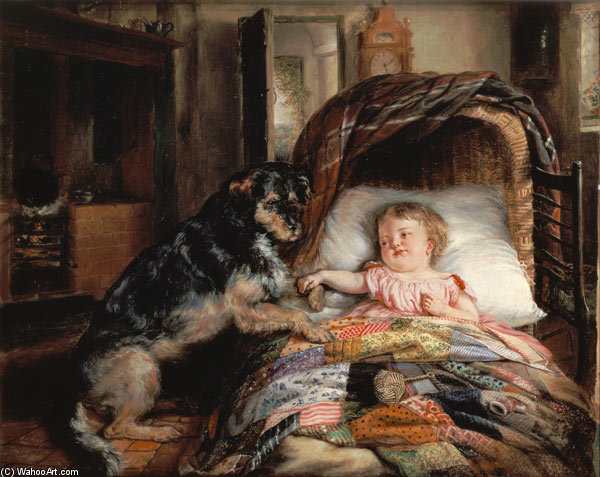 Buy Museum Art Reproductions Guarding Baby by Edwin Frederick Holt (1830-1912, United Kingdom) | ArtsDot.com