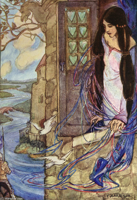 Order Paintings Reproductions The Lady Of Shalott by Emma Florence Harrison (Inspired By) (1877-1955, United Kingdom) | ArtsDot.com