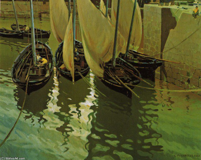 Order Oil Painting Replica Boats by Enrique Martinez Cubells (1845-1914, Spain) | ArtsDot.com