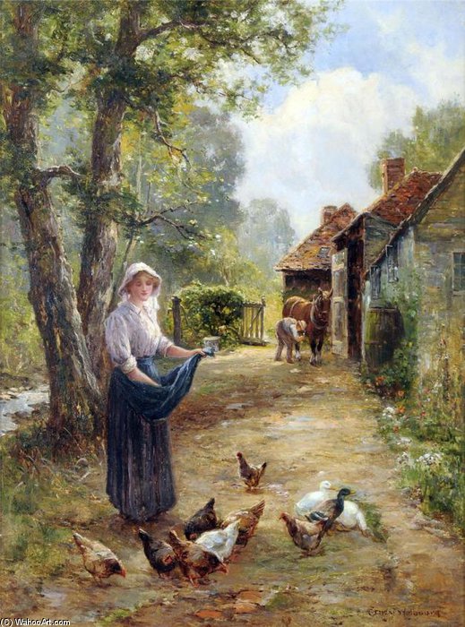 Order Artwork Replica Feeding The Chickens by Ernest Charles Walbourn (1872-1927, United Kingdom) | ArtsDot.com