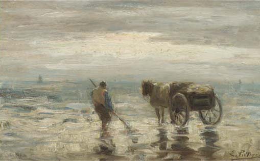 Order Paintings Reproductions A Shell-fisher On The Beach by Evert Pieters (1856-1932, Netherlands) | ArtsDot.com