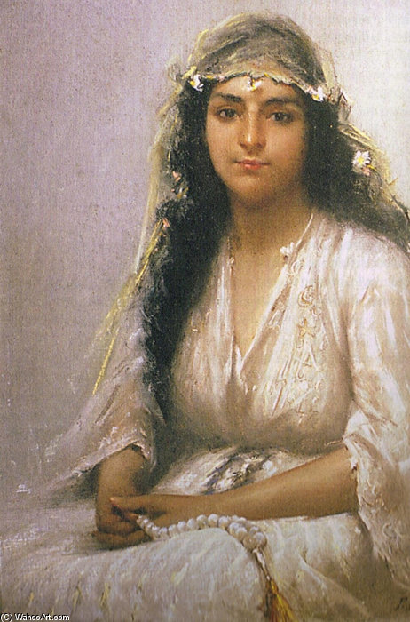 Order Art Reproductions A Young Lady - by Fausto Zonaro (1854-1929, Austria) | ArtsDot.com