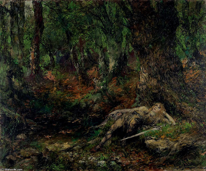 Order Oil Painting Replica Der Junge Siegfried Im Wald An Einer Quelle by Ferdinand Leeke (1859-1937, Germany) | ArtsDot.com