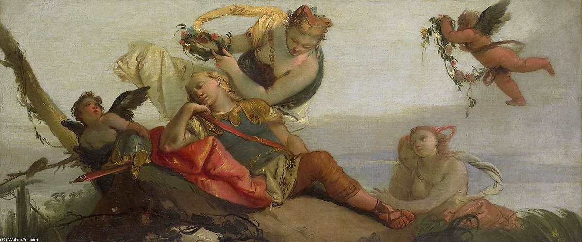 Buy Museum Art Reproductions The Sleeping Rinaldo by Francesco Zugno (1708-1787, Italy) | ArtsDot.com