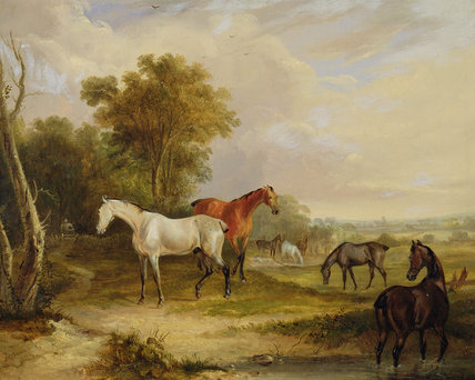Order Oil Painting Replica Horses Grazing by Francis Calcraft Turner (1782-1846, United Kingdom) | ArtsDot.com
