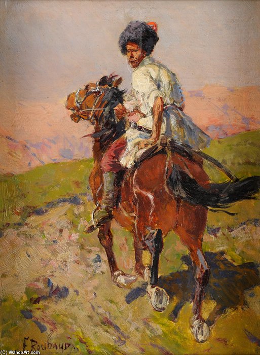 Order Artwork Replica Kosake Zu Pferd. Signiert by Francois Flameng (1856-1923, France) | ArtsDot.com