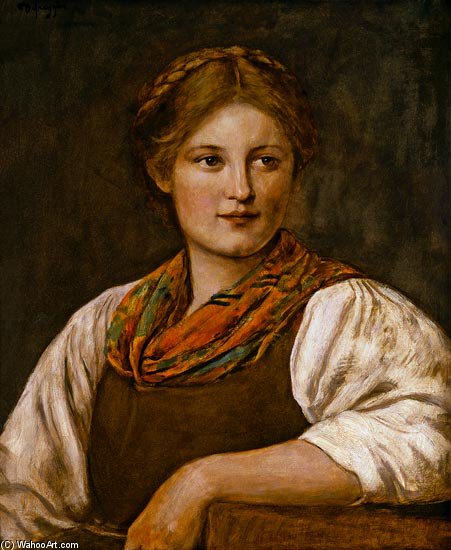 Buy Museum Art Reproductions A Bavarian Peasant Girl by Franz Von Defregger (1835-1921, Austria) | ArtsDot.com