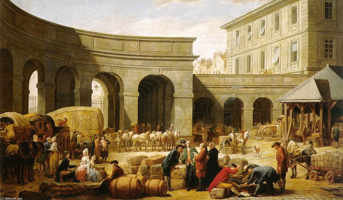 Order Oil Painting Replica The Courtyard Of The Customs House by François Bernard Lépicié (1735-1784) | ArtsDot.com