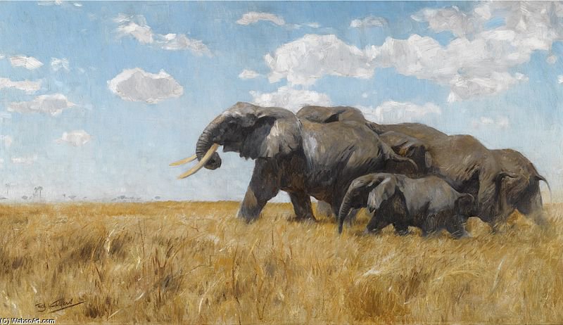 Order Artwork Replica Elefanten Auf Der Wanderung by Friedrich Wilhelm Kuhnert (1865-1926, Poland) | ArtsDot.com