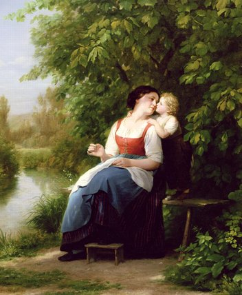 Buy Museum Art Reproductions Mother And Son by Fritz Zuber Buhler (1822-1896, Switzerland) | ArtsDot.com
