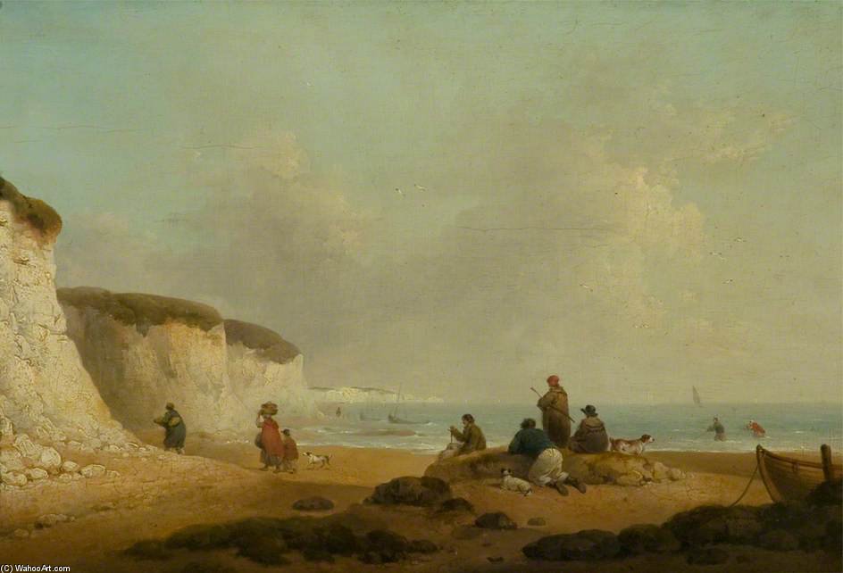 Order Oil Painting Replica Calm Off The Coast Of The Isle Of Wight by George Morland (1763-1804, United Kingdom) | ArtsDot.com