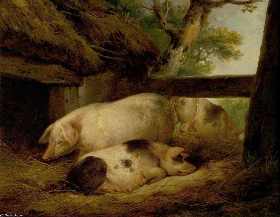 Order Oil Painting Replica Study Of Pigs by George Morland (1763-1804, United Kingdom) | ArtsDot.com