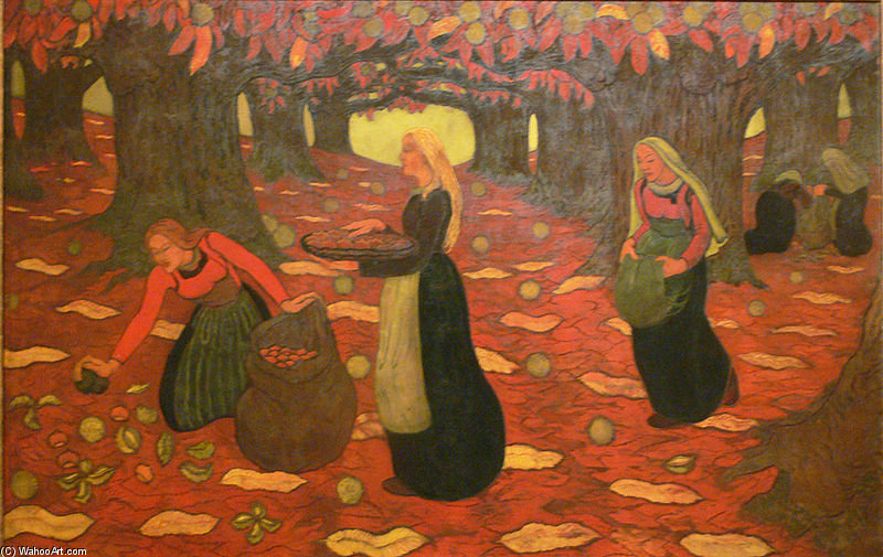 Order Oil Painting Replica Fall Pickers Hazelnut by Georges Lacombe (1868-1916, France) | ArtsDot.com