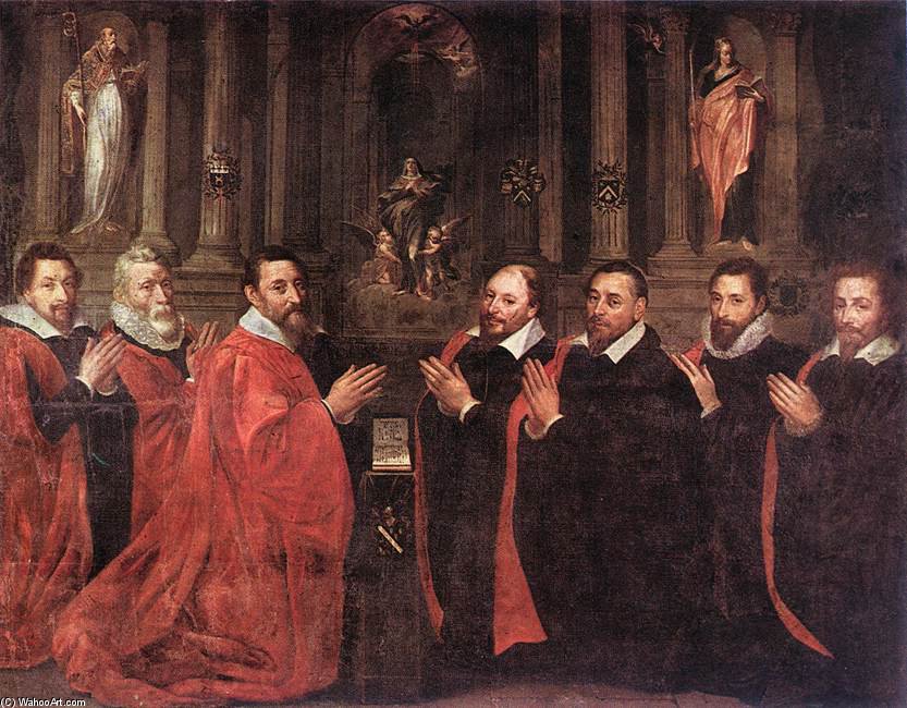 Order Paintings Reproductions The Échevins Of Paris Praying Before St Geneviève by Georges Lallemant (1575-1636, France) | ArtsDot.com