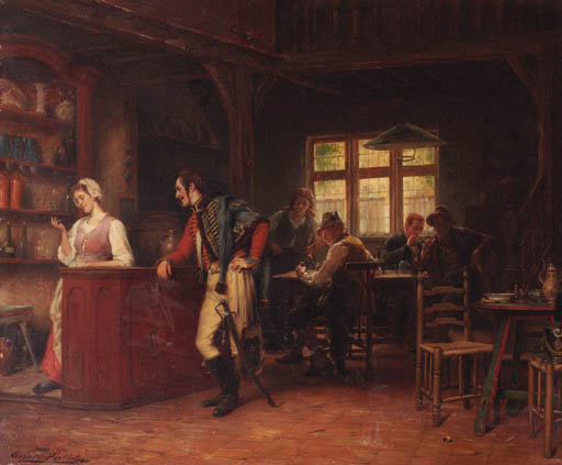 Order Paintings Reproductions The Flirtation by Gerard Portielje (1856-1929, Belgium) | ArtsDot.com