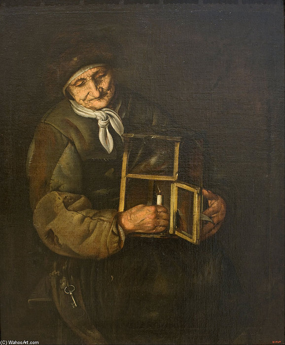 Buy Museum Art Reproductions Old Woman With A Lamp by Giacomo Francesco Cipper (1664-1736, Austria) | ArtsDot.com