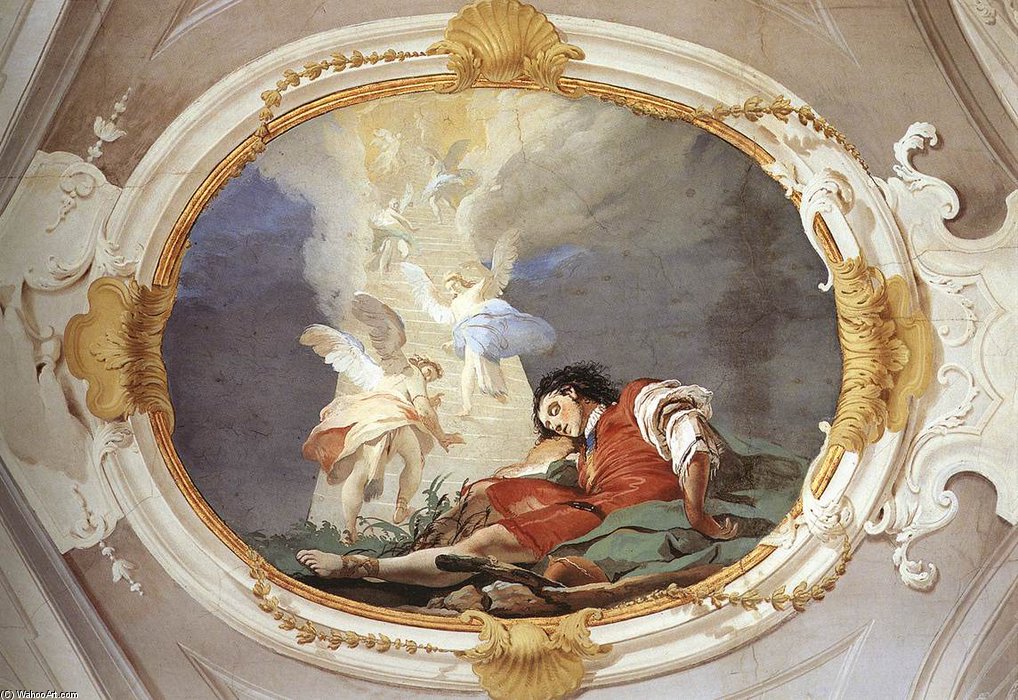 Buy Museum Art Reproductions Jacob`s Dream by Giovanni Battista Fontana (1690-1752, Italy) | ArtsDot.com