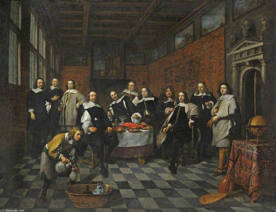 Order Paintings Reproductions A Group Of Flemish Gentlemen by Gonzales Coques (1614-1684, Belgium) | ArtsDot.com