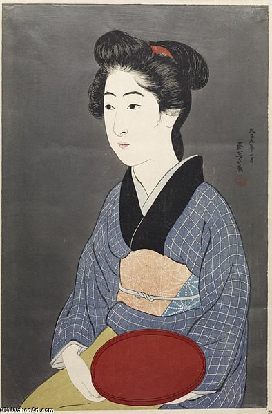 Buy Museum Art Reproductions Waitress With A Red Tray by Goyo Hashiguchi (1880-1921, Japan) | ArtsDot.com