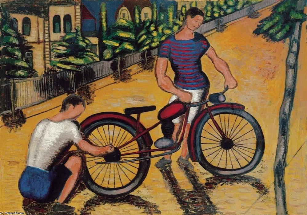 Order Artwork Replica Boys With Motorbike by Gyorgy Roman (Inspired By) (1903-1981, Italy) | ArtsDot.com