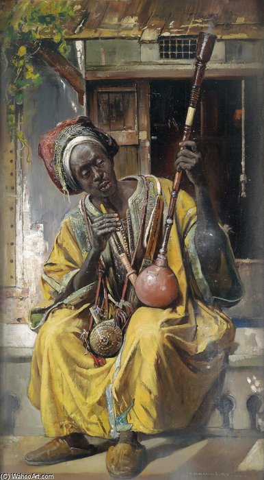 Buy Museum Art Reproductions The Water Pipe Smoker by Gyula Tornai (1861-1928, Hungary) | ArtsDot.com