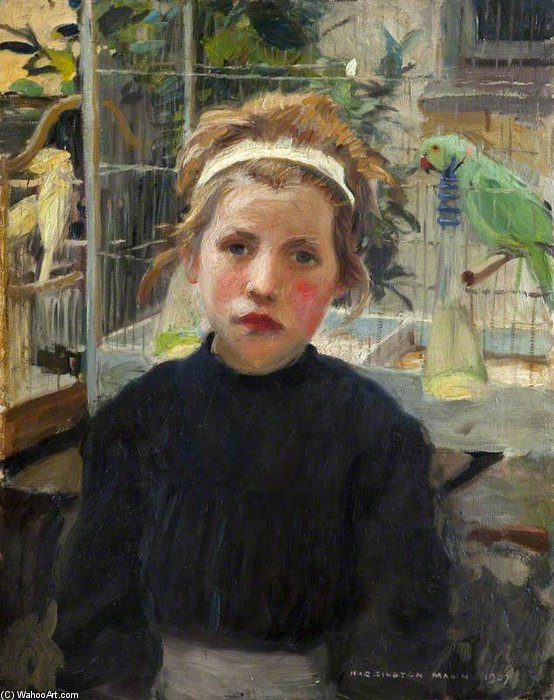 Order Paintings Reproductions The Bird Cage by Harrington Mann (1864-1937, United Kingdom) | ArtsDot.com