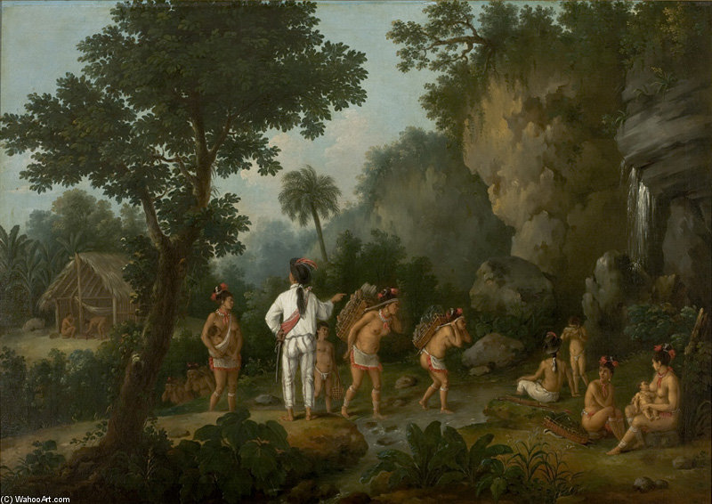Buy Museum Art Reproductions Indians Crossing A Creek by Jean Baptiste Debret (1768-1848, France) | ArtsDot.com