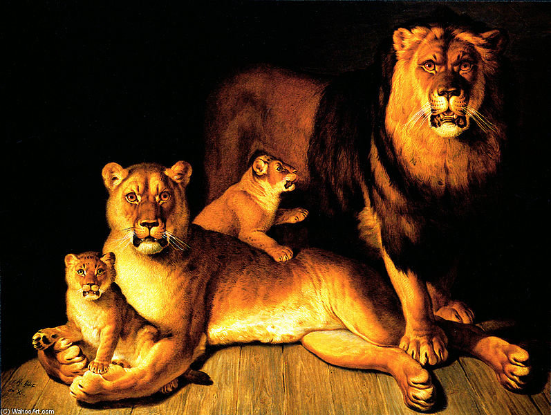Order Oil Painting Replica A Pride Of Lions by Jean Baptiste Huet (1745-1811, France) | ArtsDot.com