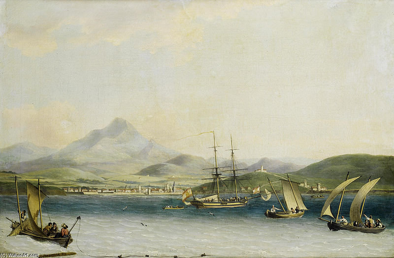 Order Oil Painting Replica The Entrance To The Port Of San Sebastian by John Thomas Serres (1759-1825, United Kingdom) | ArtsDot.com