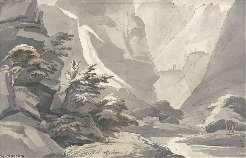 Order Paintings Reproductions Cascade Of Buffalora by John Warwick Smith (1749-1831, United Kingdom) | ArtsDot.com