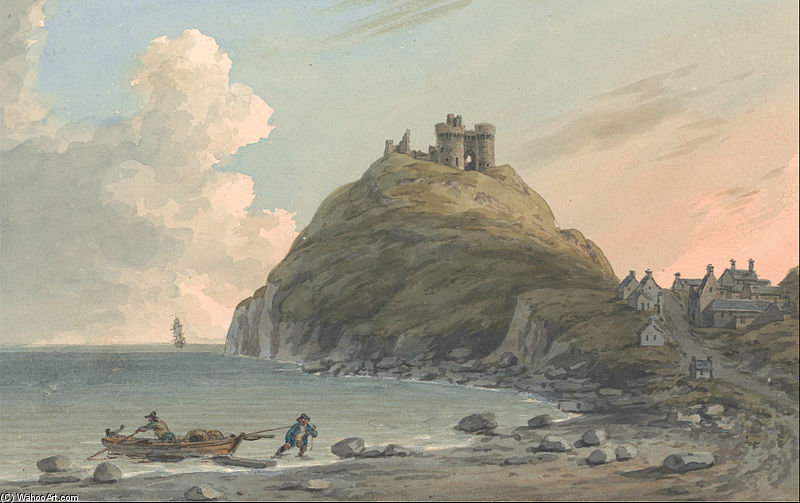 Buy Museum Art Reproductions Ruins Of Cricceith Castle And Part Of The Town On The Bay On Cardigan by John Warwick Smith (1749-1831, United Kingdom) | ArtsDot.com