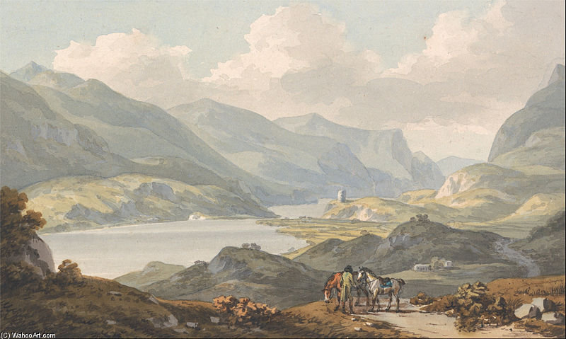 Order Art Reproductions The Lakes Of Llanberis - From The Road From Carnarvon Going To Llanberis by John Warwick Smith (1749-1831, United Kingdom) | ArtsDot.com