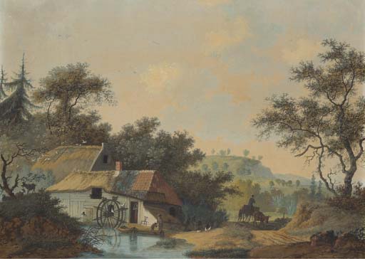 Order Oil Painting Replica A Landscape With A Water Mill Creek Near by Joseph Augustus Knip (1777-1847, Netherlands) | ArtsDot.com