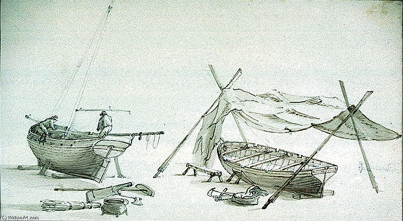 Order Artwork Replica Boat Repairing by Nicholas Pocock (1740-1821, United Kingdom) | ArtsDot.com