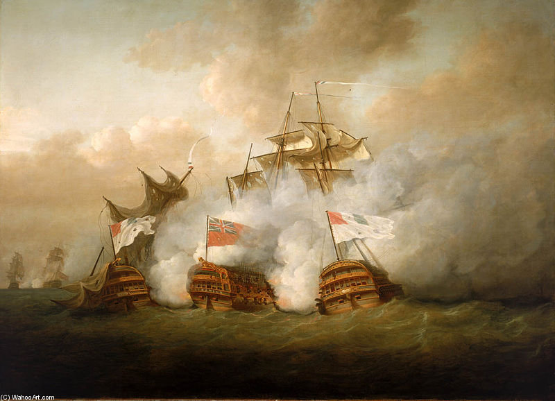 Order Oil Painting Replica The `brunswick` And The `vengeur Du Peuple` At The Battle Of The First by Nicholas Pocock (1740-1821, United Kingdom) | ArtsDot.com